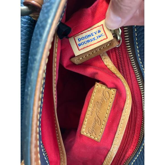 DOONEY & BOURKE NAVY-TEAL  PEBBLED LEATHER LARGE HANDBAG - Picture 12 of 16